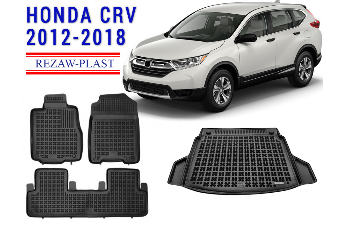 Rezaw Plast Floor Cover Set In Black For Honda Cr V Custom Fit Floor Mats